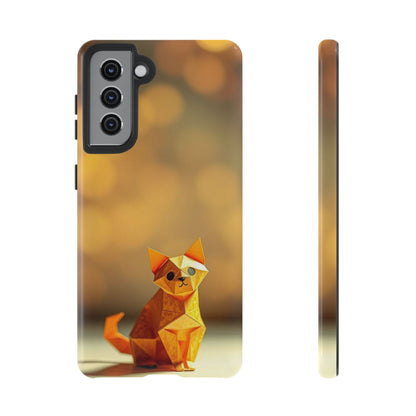 Samsung Galaxy S21 / Glossy Phone Case - Origami Cat Design Phone Case