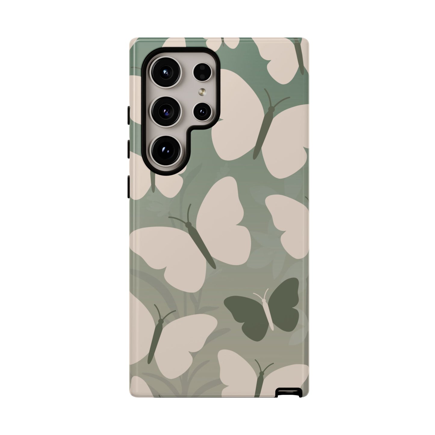 Samsung Galaxy S24 Ultra / Glossy Phone Case - Minimalist Light Green Butterfly Pattern Phone Case
