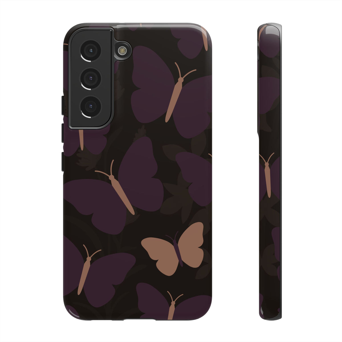Minimalist Purple Butterfly Pattern Phone Case - Purple Phone Case - Samsung Galaxy S22 / Glossy