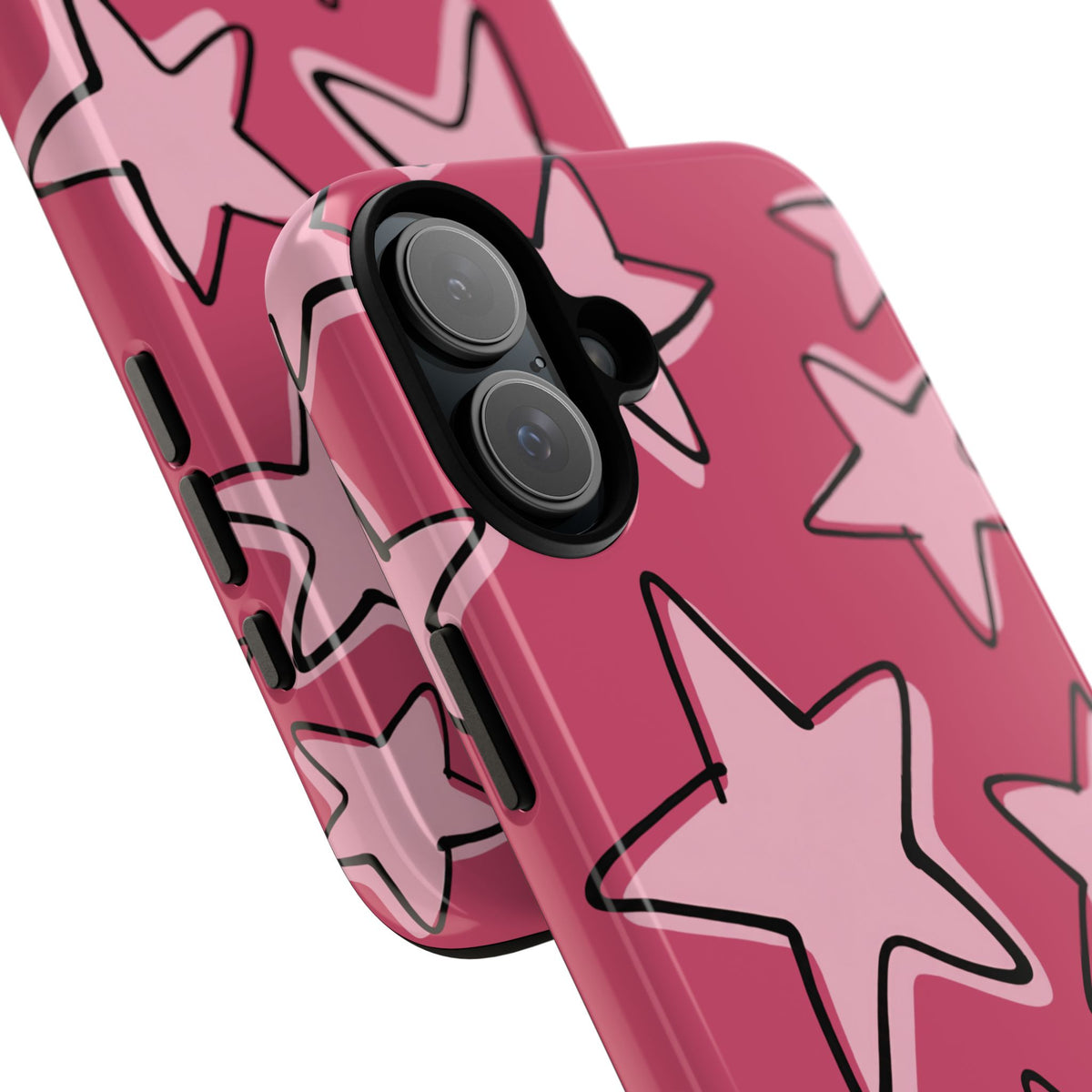 Raspberry Pink Doodle Star Phone Case