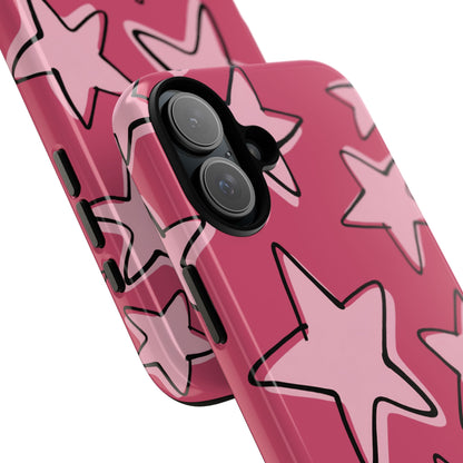 Raspberry Pink Doodle Star Phone Case