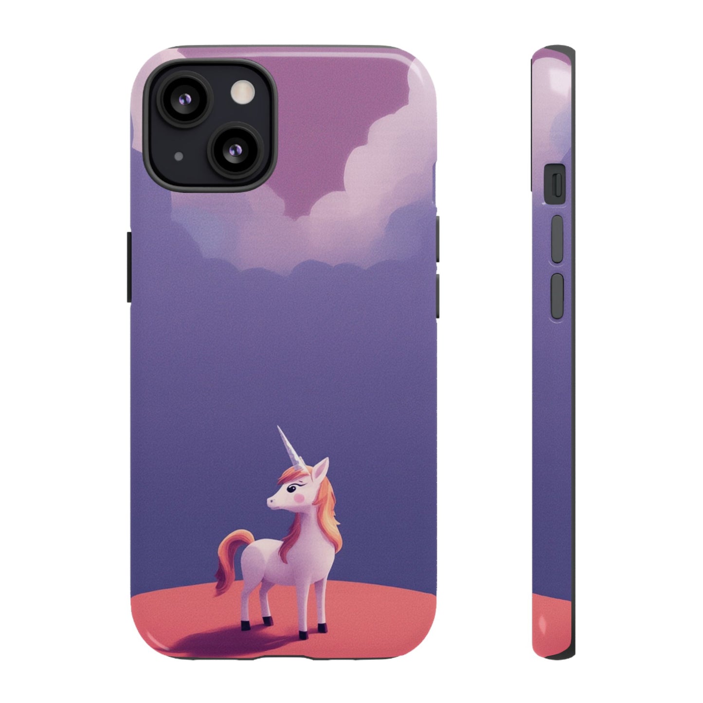 iPhone 13 / Glossy Phone Case - Cute Unicorn & Cloud Design Phone Case