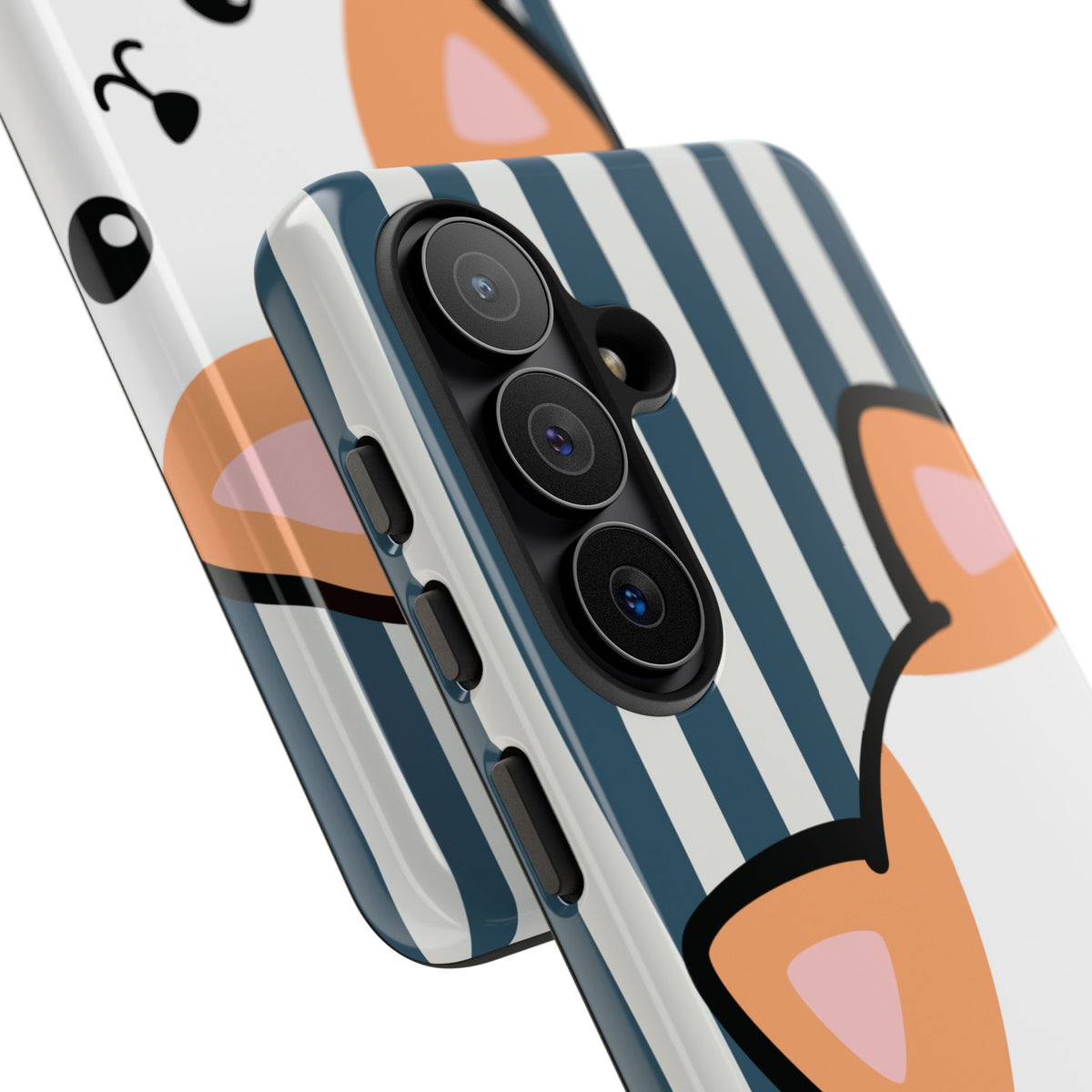 Playful Peakaboo Cat with Blue Stripe Pattern Phone Case - Blue Phone Case