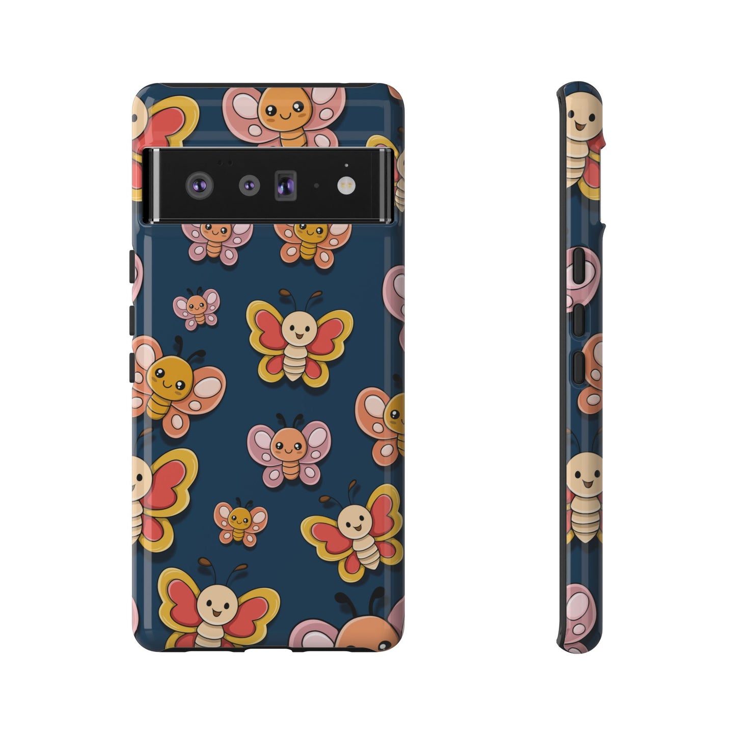 Dark Blue Butterfly Sticker Design Phone Case - Blue Phone Case - Google Pixel 6 Pro / Glossy