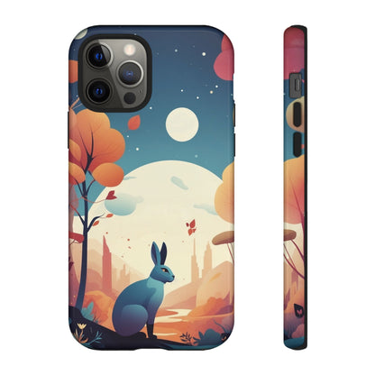 iPhone 12 Pro / Glossy Phone Case - Stylised Blue Hare Design Phone Case