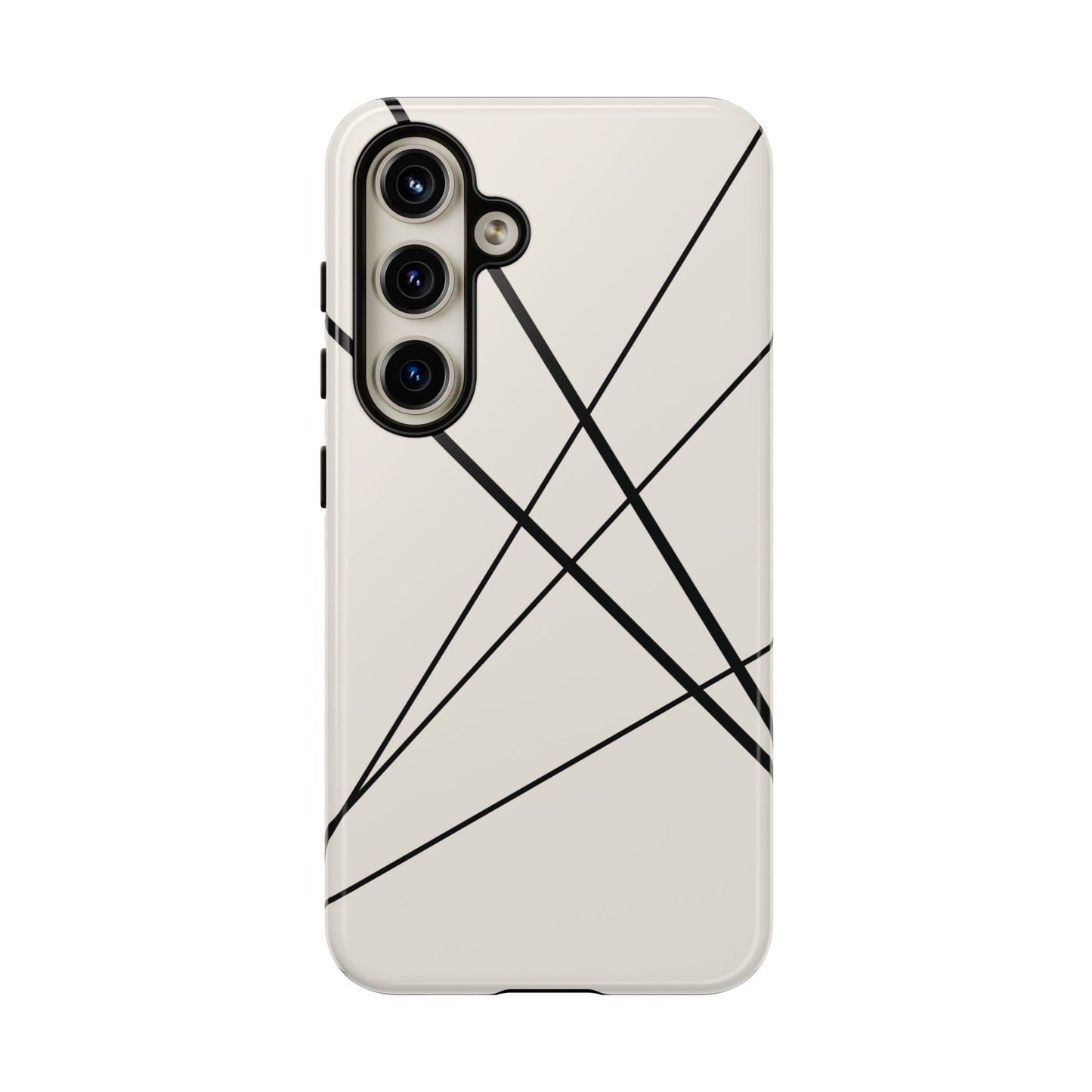 Samsung Galaxy S24 / Glossy Phone Case - Abstract White with Black Lines Phone Case