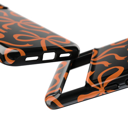 Bold Black and Burnt Orange Bow Pattern Phone Case