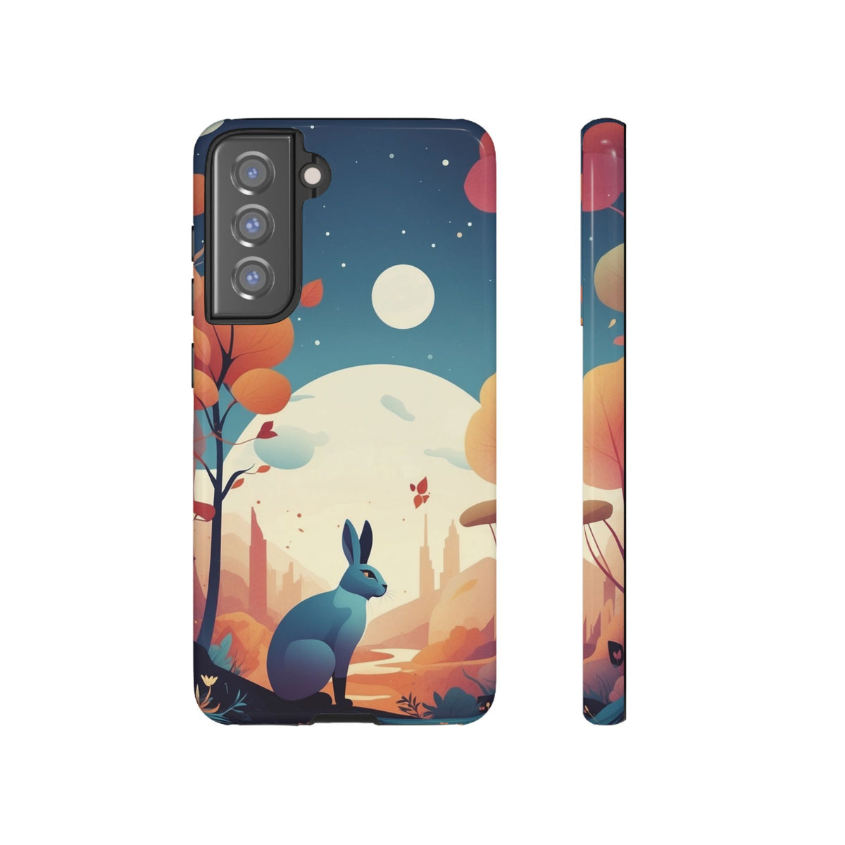 Stylised Blue Hare Design Phone Case - Multicolor Phone Case - Samsung Galaxy S21 FE / Glossy