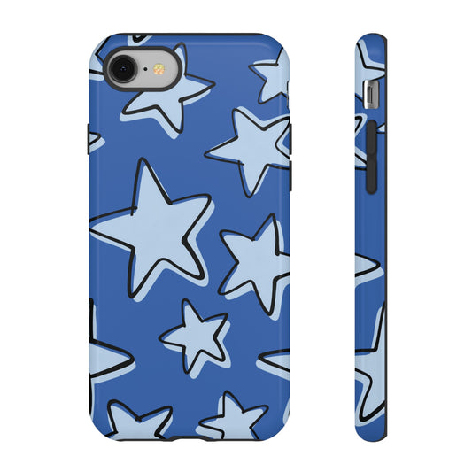 Cobalt Blue Doodle Star Phone Case