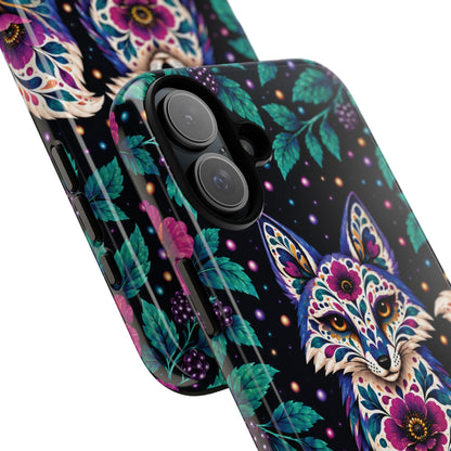 Vibrant Purple and Teal Calavera Fox Phone Case - Multicolor Phone Case
