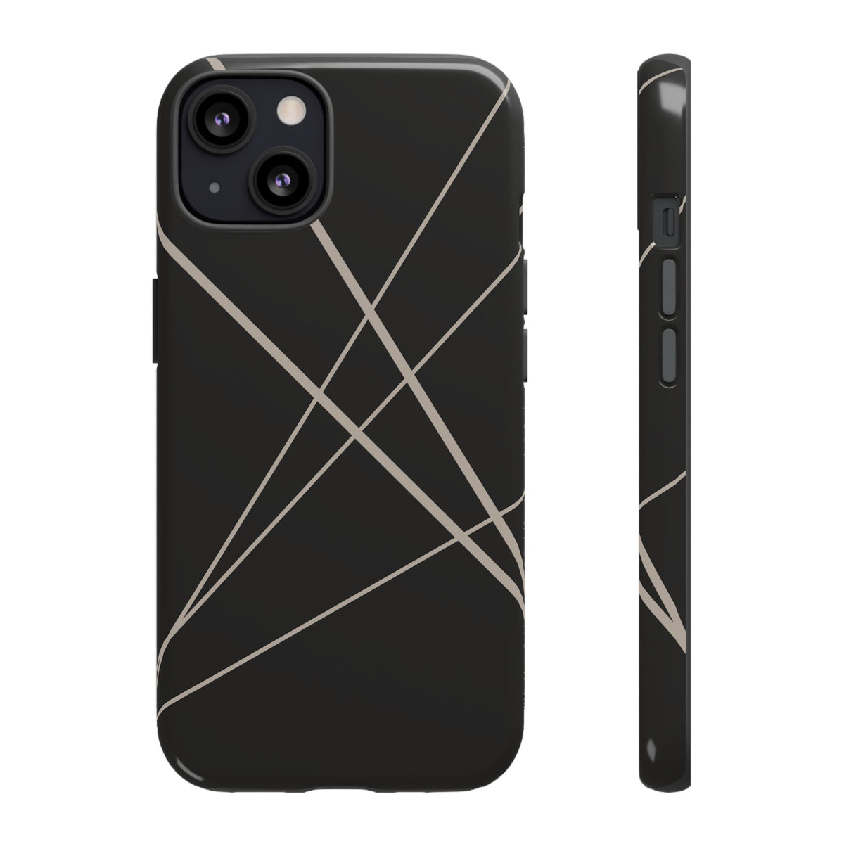Abstract Black with Grey Lines Phone Case - Black Phone Case - iPhone 13 / Glossy