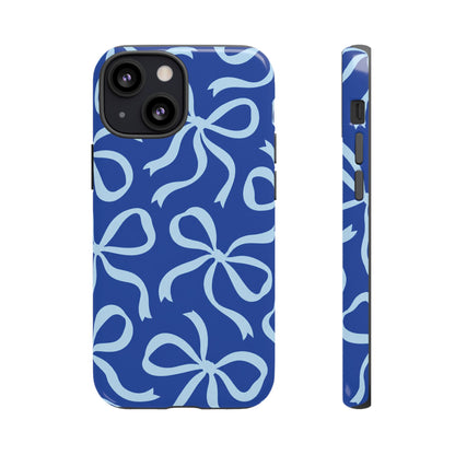 Bold Cobalt Blue and Powder Blue Bow Pattern Phone Case