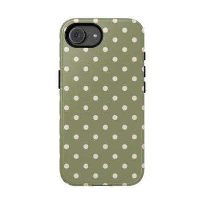 Green & White Dot Pattern Phone Case - Green Phone Case - iPhone 17e / Glossy
