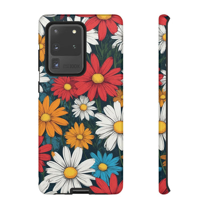 Samsung Galaxy S20 Ultra / Glossy Phone Case - Pop Art Daisies Illustration ’Red & Orange’ Phone Case