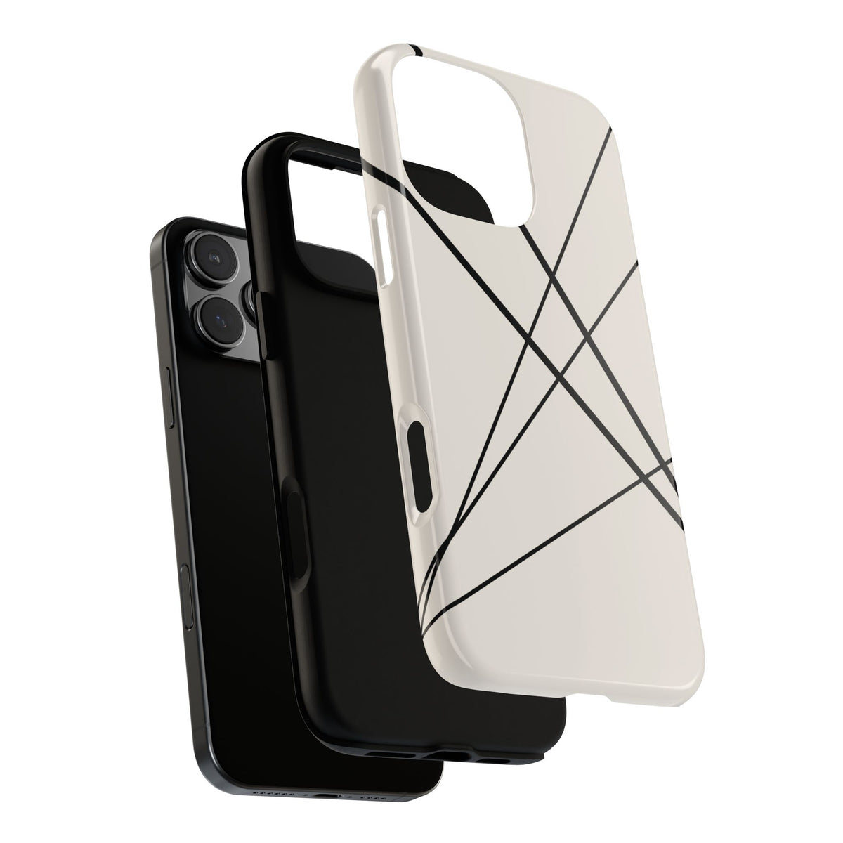 Abstract White with Black Lines Phone Case - White Phone Case