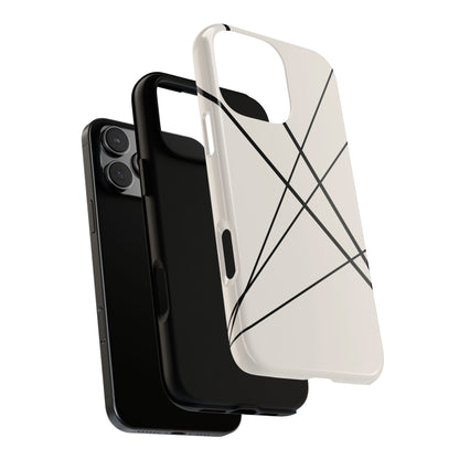 Abstract White with Black Lines Phone Case - White Phone Case