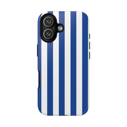 iPhone 17 / Glossy Phone Case - Simple Blue & White Stripe Pattern Phone Case