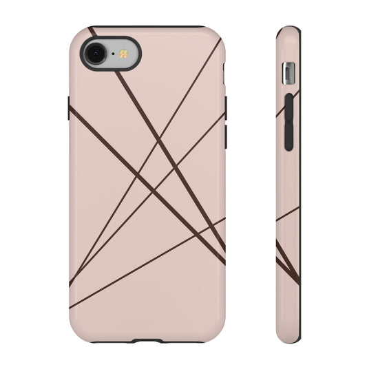 iPhone 8 / Glossy Phone Case - Abstract Pink with Brown Lines Phone Case
