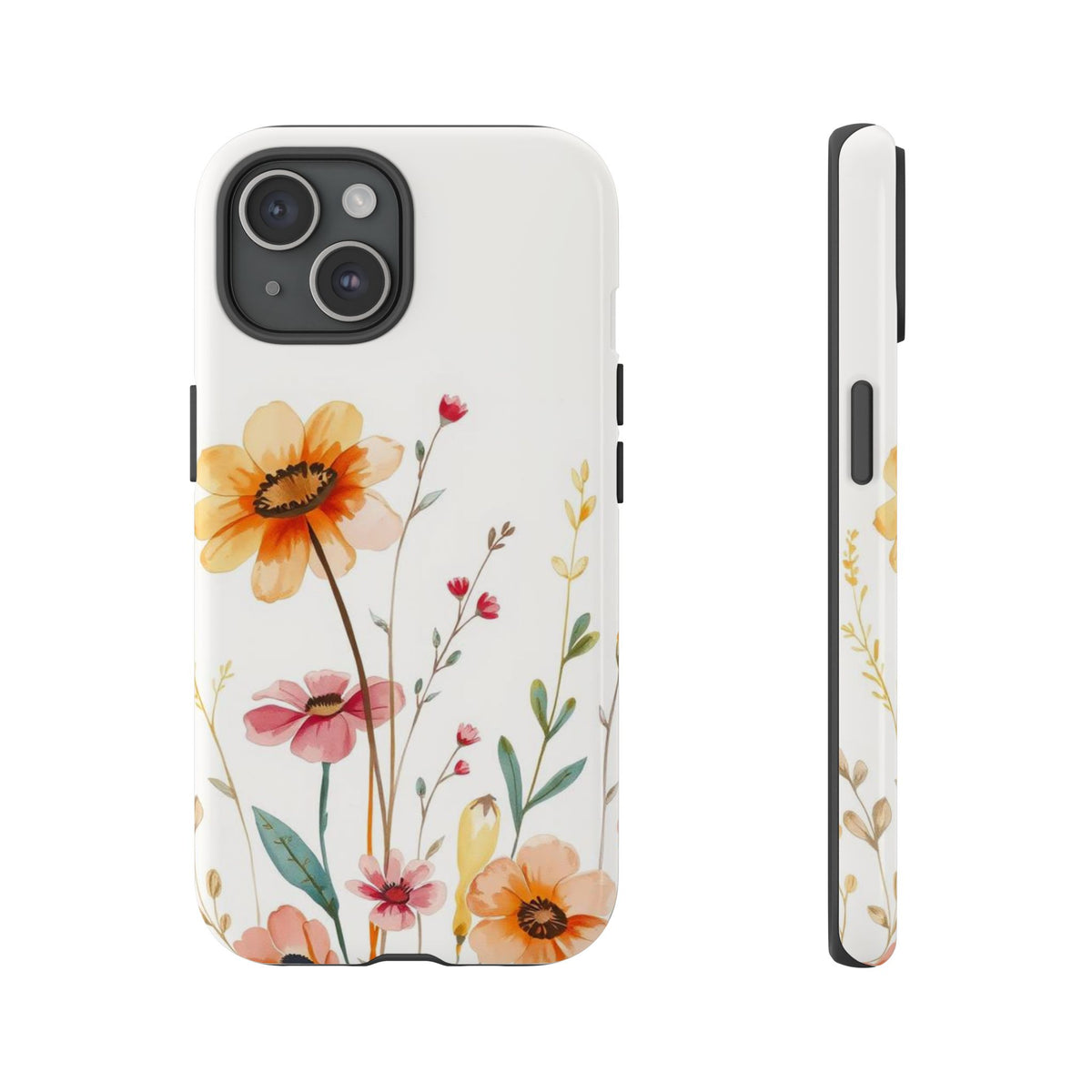 Boho Chic Watercolour Wild Blooms Pattern Phone Case - Multicolor Phone Case - iPhone 15 / Glossy