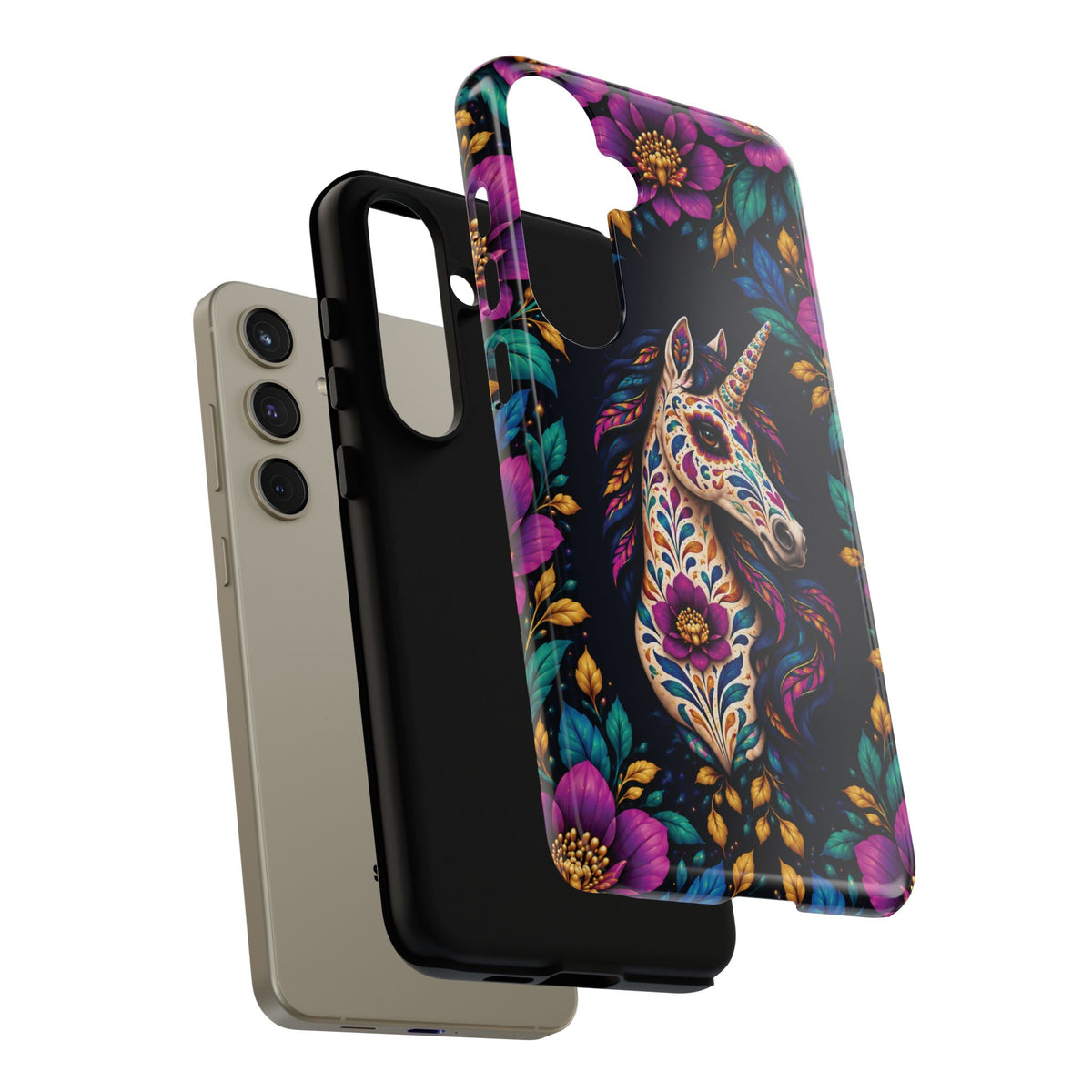 Elegant Purple and Teal Calavera Unicorn Phone Case - Phone Case
