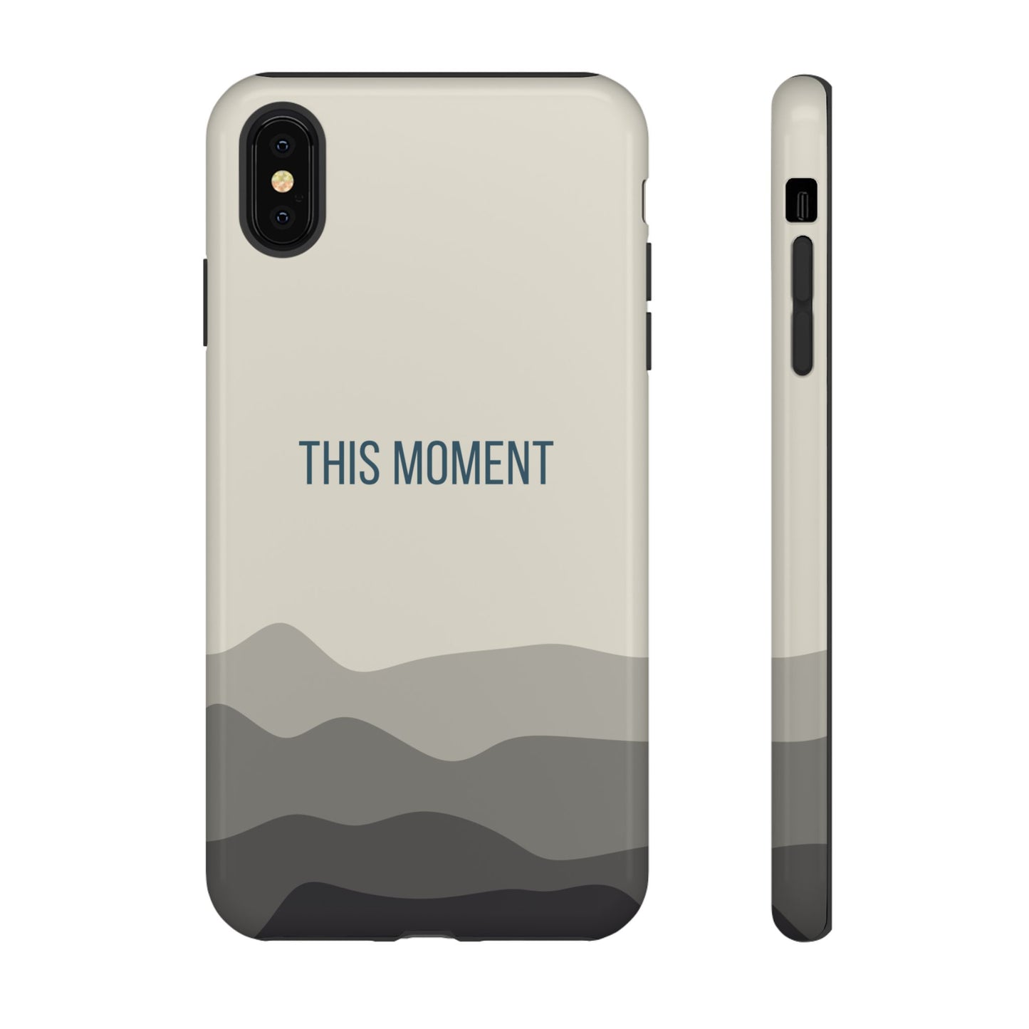 iPhone XS MAX / Glossy Phone Case - Minimalist Cream Waves ’This Moment’ Statement Phone Case