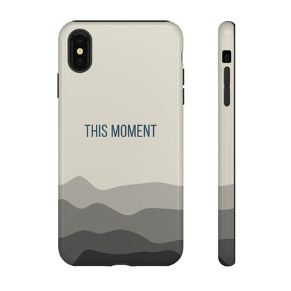 iPhone XS MAX / Glossy Phone Case - Minimalist Cream Waves ’This Moment’ Statement Phone Case