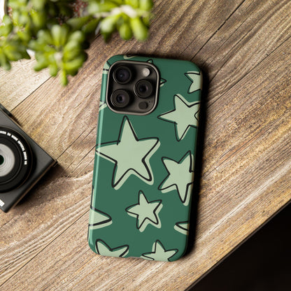 Forest Green Doodle Star Phone Case