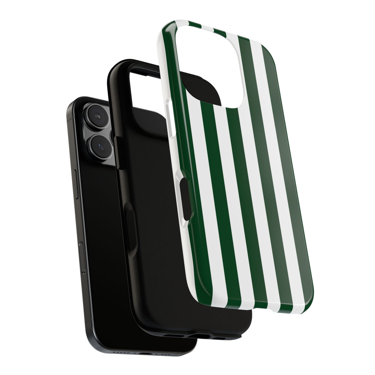 Simple Dark Green & White Stripe Pattern Phone Case - Green Phone Case
