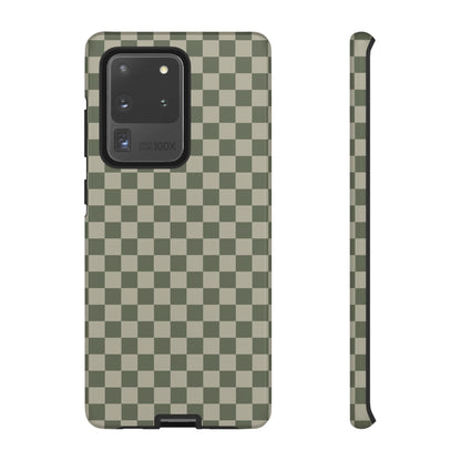 Samsung Galaxy S20 Ultra / Glossy Phone Case - ’Bold Olive Green Checkered Pattern’ Phone Case