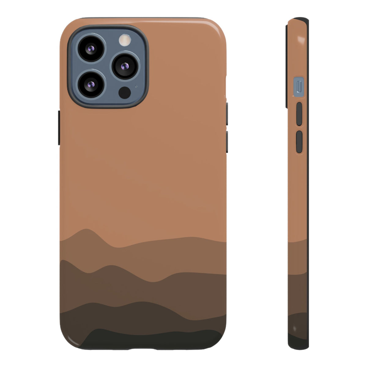 Brown Abstract Waves Protective Phone Case - Brown Phone Case - iPhone 13 Pro Max / Glossy