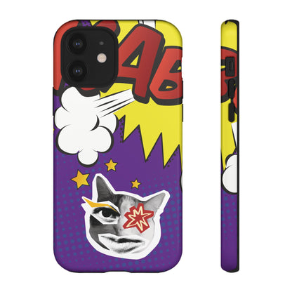 Bold Purple Pop Art Cat Phone Case - Purple Phone Case - iPhone 12 / Glossy