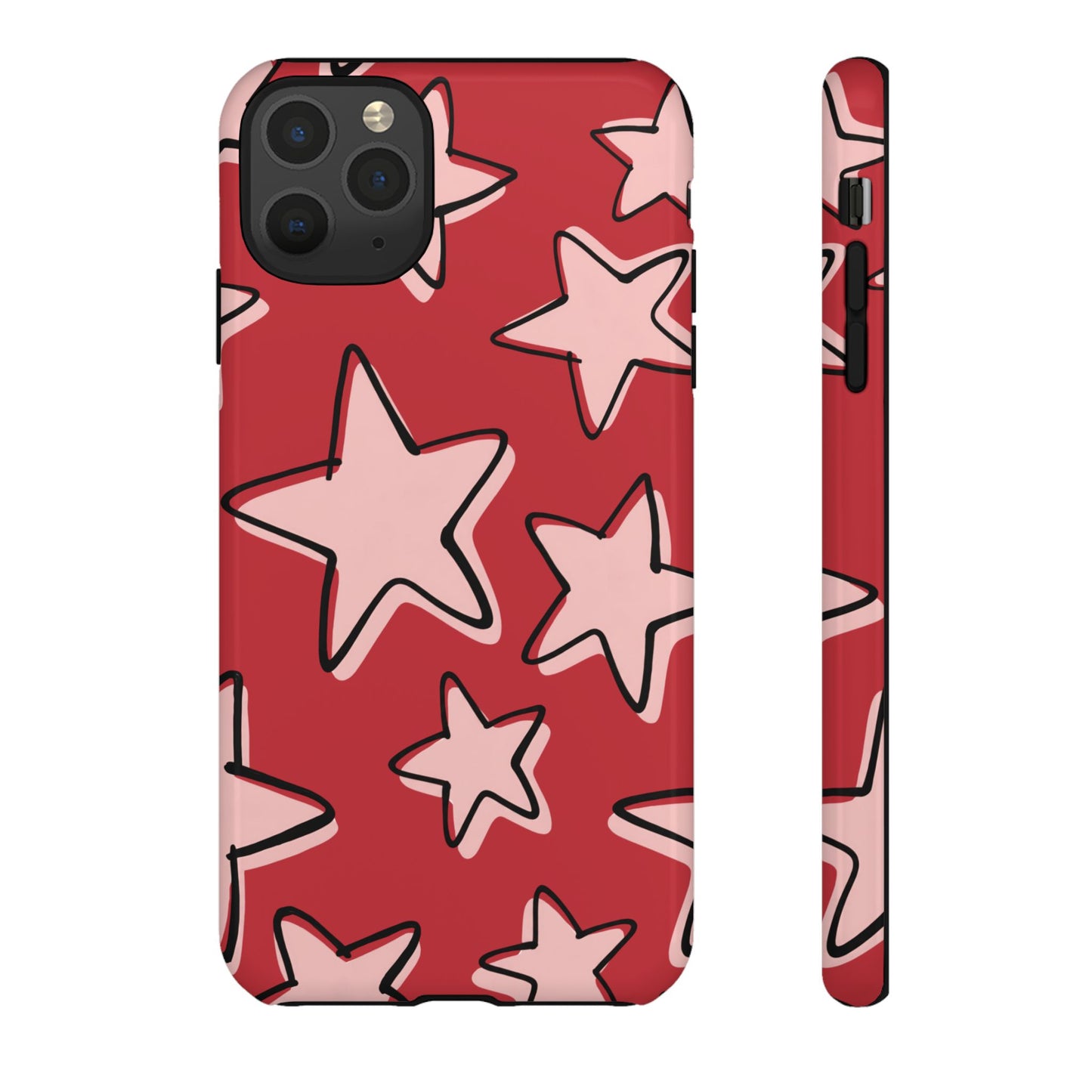 Cherry Red Doodle Star Phone Case