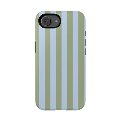 Trendy Ice Blue & Green Stripe Pattern Phone Case - Blue Phone Case - iPhone 17e / Glossy