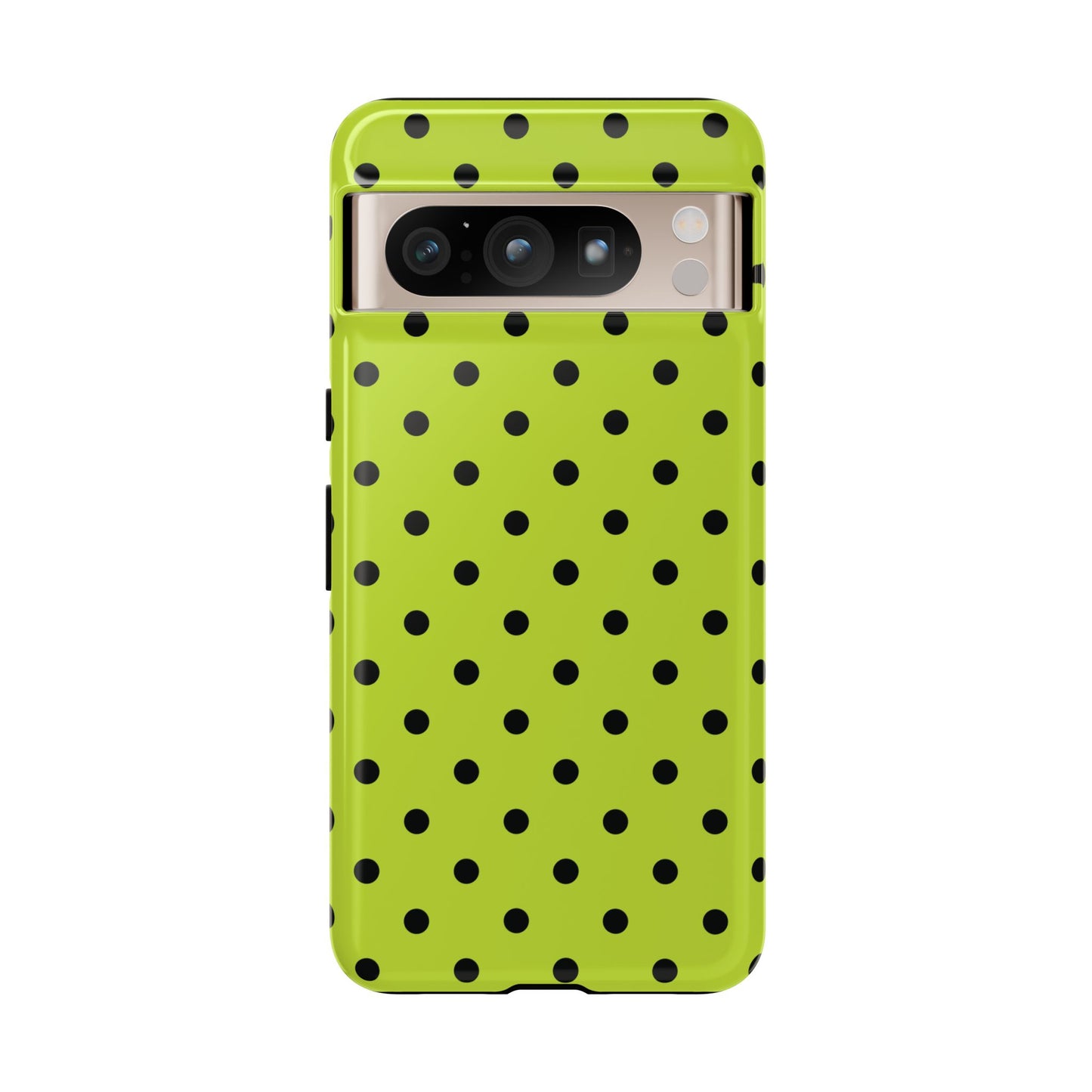 Trendy Neon Lime Green & Black Dot Pattern Phone Case