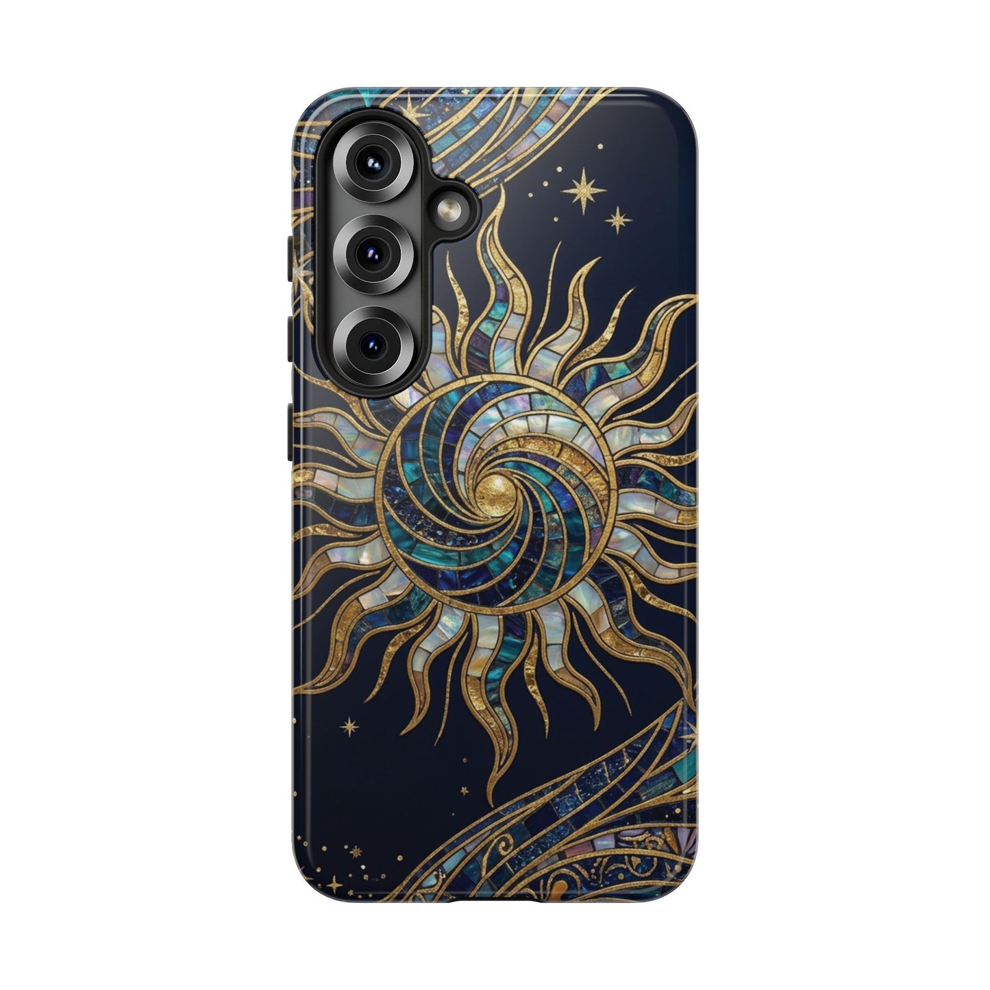 Elegant Navy & Gold Solar Spiral Phone Case