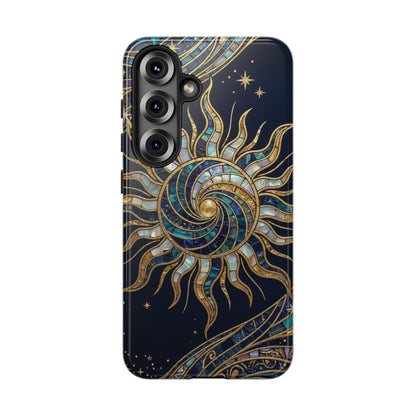 Elegant Navy & Gold Solar Spiral Phone Case