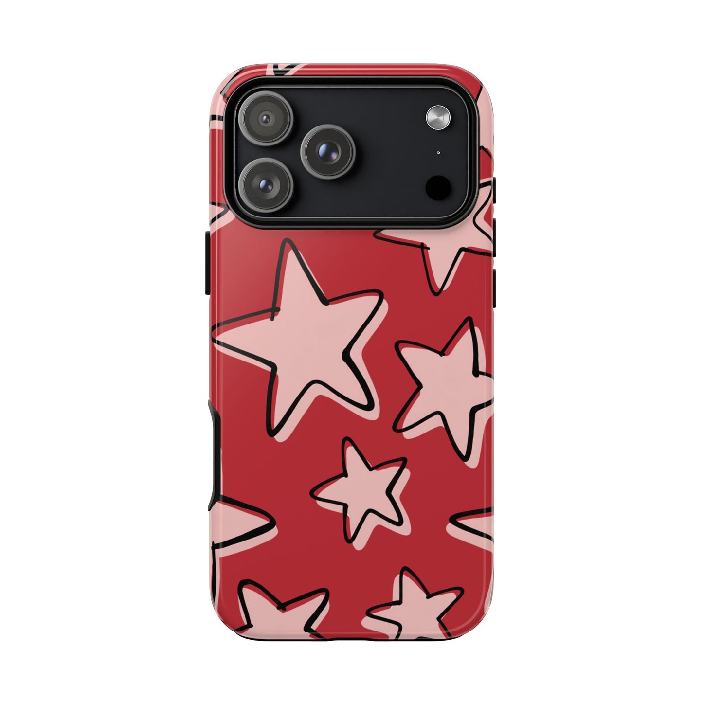 Cherry Red Doodle Star Phone Case