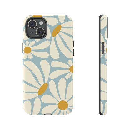 iPhone 15 Plus / Glossy Phone Case - ’Retro Blue Daisy Pattern’ Phone Case
