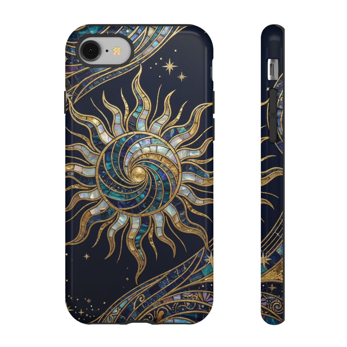Elegant Navy & Gold Solar Spiral Phone Case