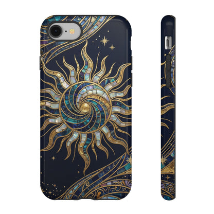 Elegant Navy & Gold Solar Spiral Phone Case