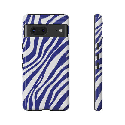 Modern Electric Blue Zebra Print Phone Case