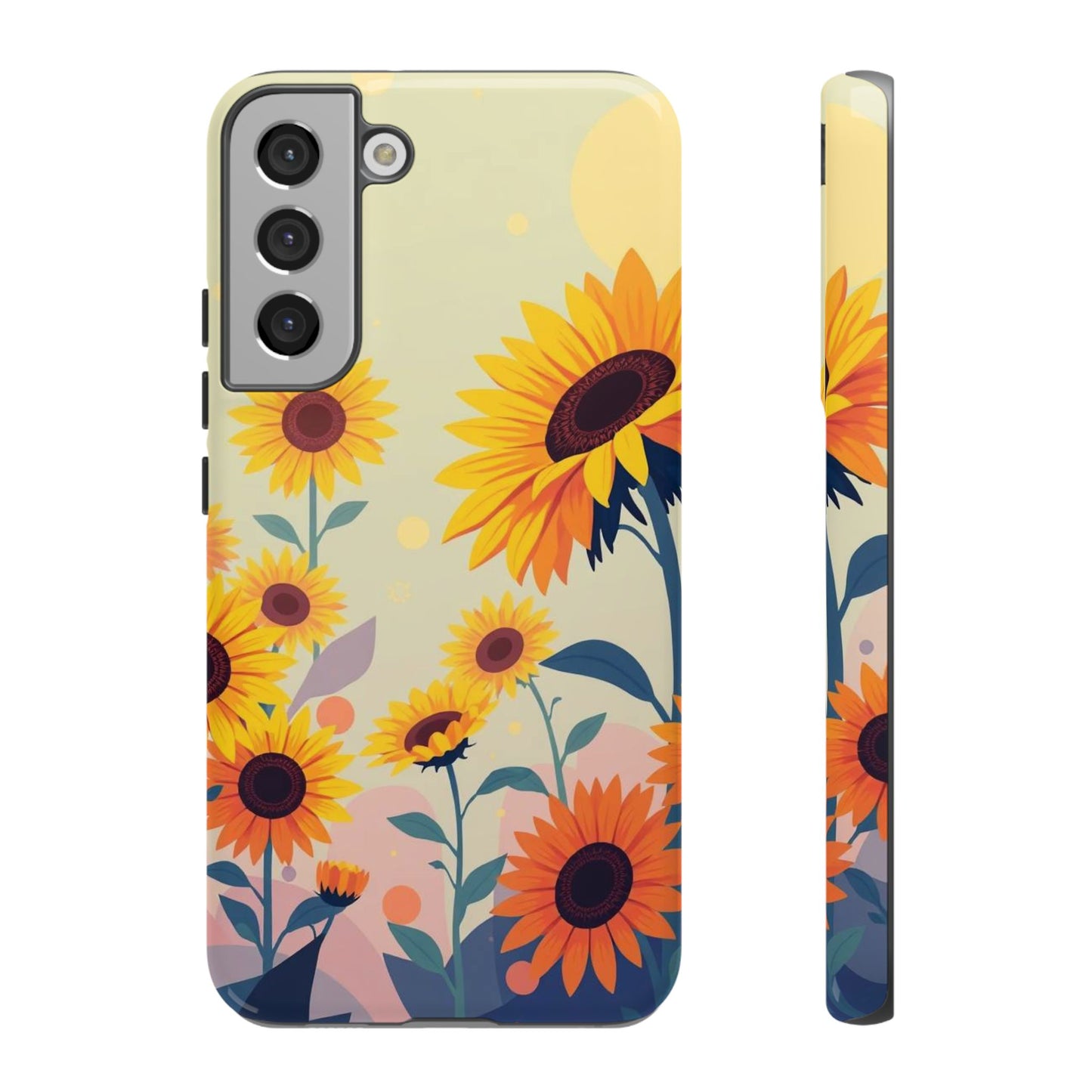 Samsung Galaxy S22 Plus / Glossy Phone Case - Modern Flat Sunflower Design Phone Case