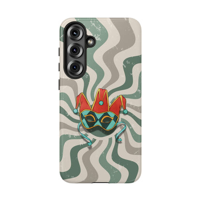 Samsung Galaxy S25 Plus / Glossy Phone Case - Venetian Jester Mask – Green Retro Soft Revival Phone Case