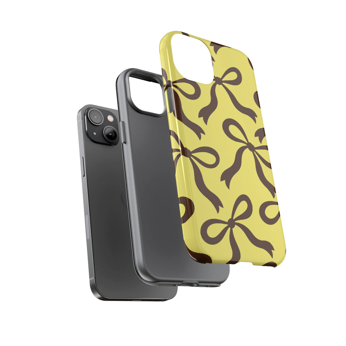 Bold Butter Yellow and Chocolate Brown Bow Pattern Phone Case - Yellow Phone Case