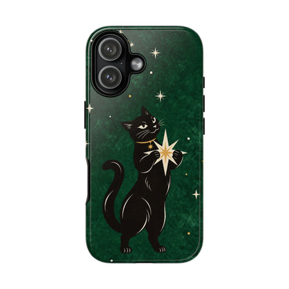 Forest Green Celestial Black Cat Phone Case - Green Phone Case - iPhone 17 / Glossy