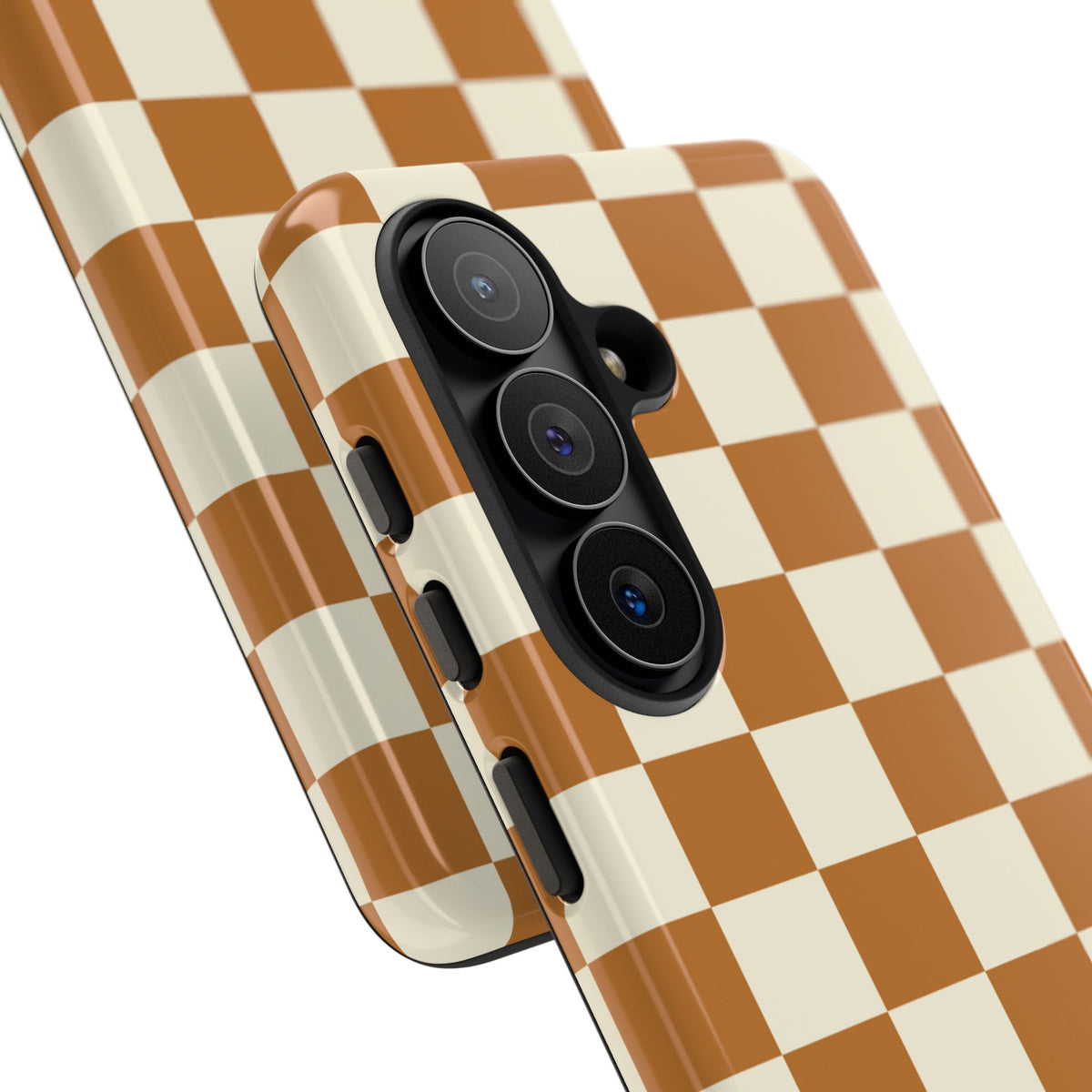 Orange & White Checked Pattern Phone Case - Orange Phone Case