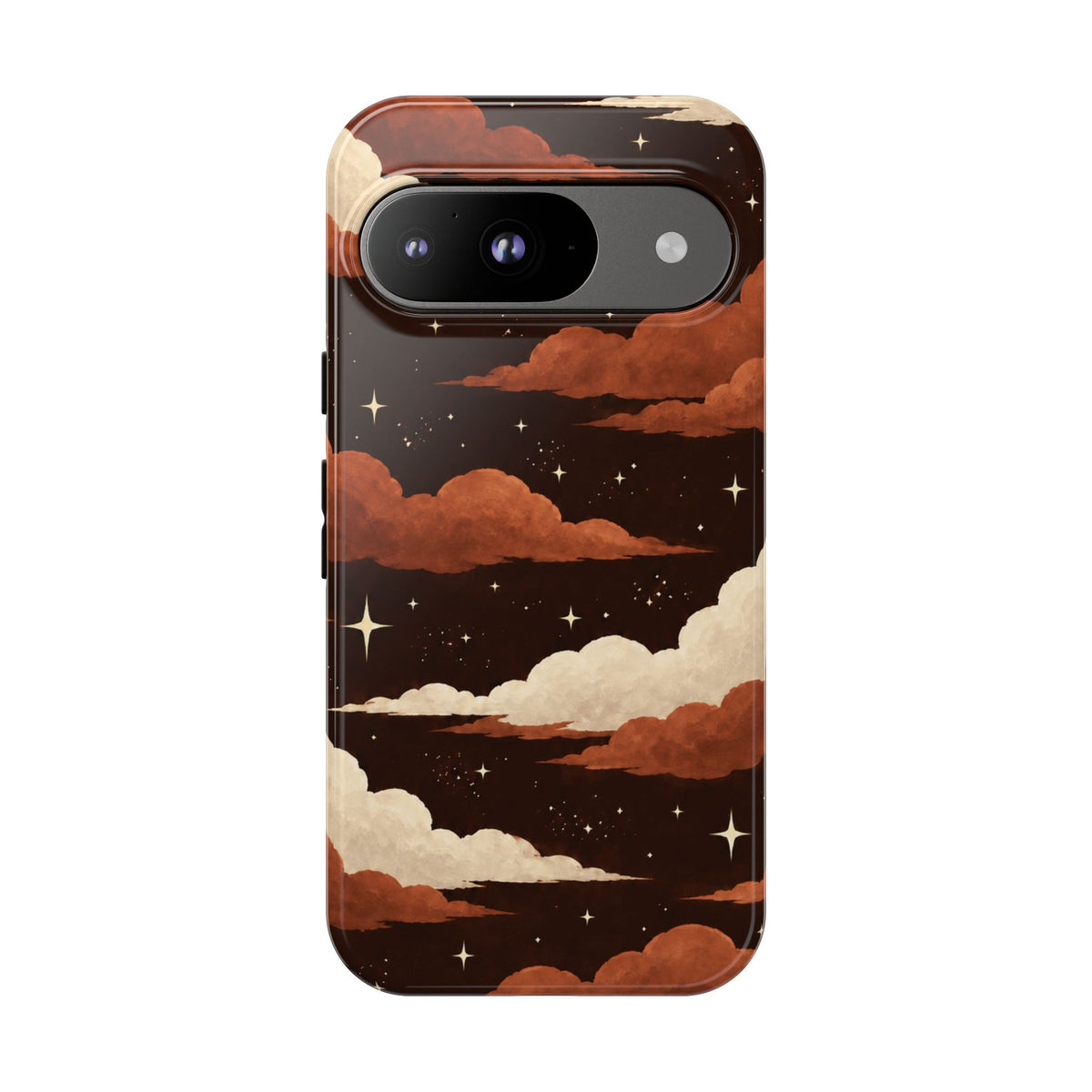Illustrated Burnt Orange Clouds & Stars Phone Case
