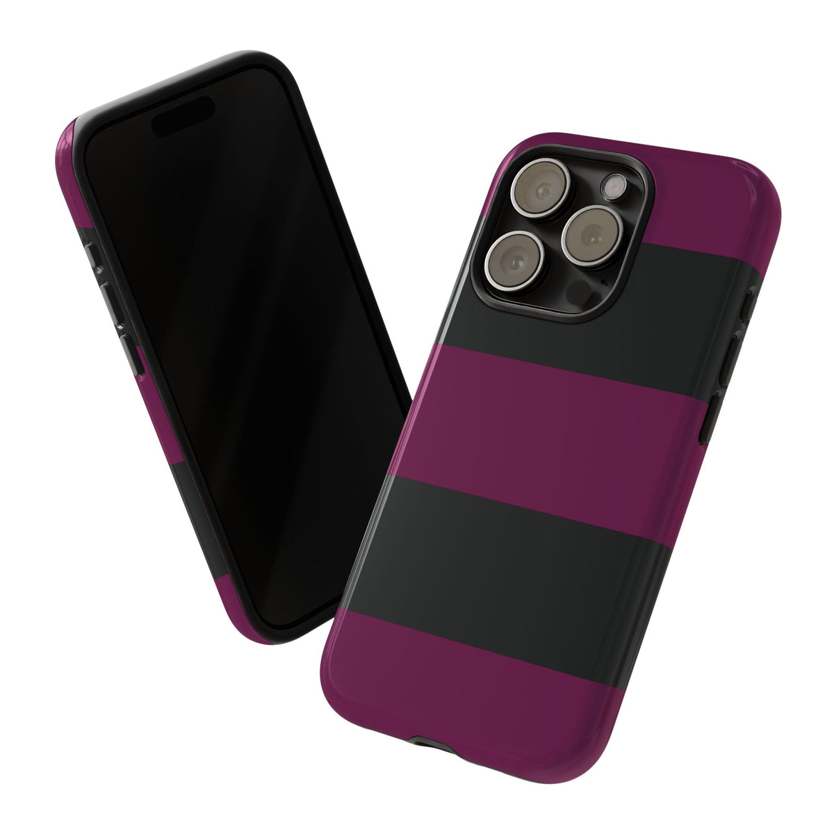 Purple & Black Horizontal Stripe Pattern Phone Case - Purple Phone Case