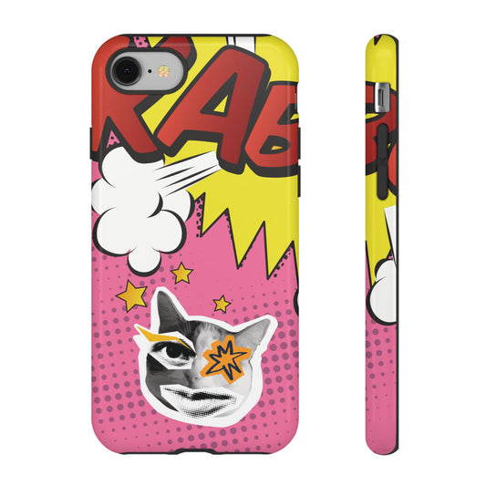 iPhone 8 / Glossy Phone Case - Bold Pink Pop Art Cat Phone Case