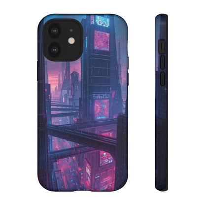 Neon Cyberpunk Megacity Sci-fi Phone Case - Blue Phone Case - iPhone 12 / Glossy